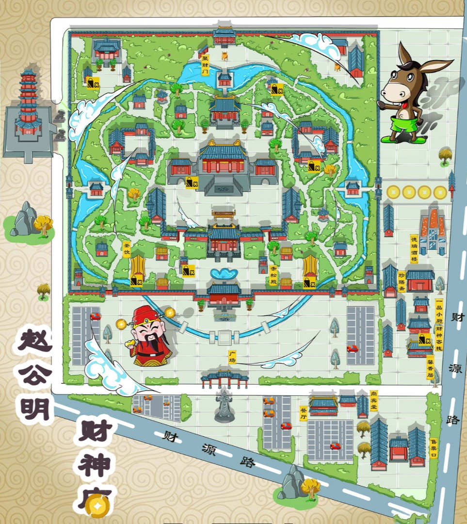 恒山寺庙类手绘地图